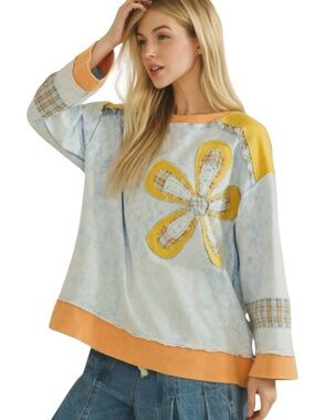 0460 (175):  SAGE + FIG NWT LIGHTWEIGHT SWEATSHIRT SKY BLUE  (H4)